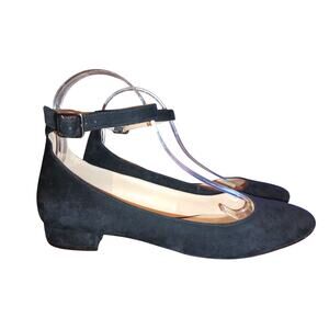 Vince Camuto  Black Suede Ankle Strap  flats Size 7.5